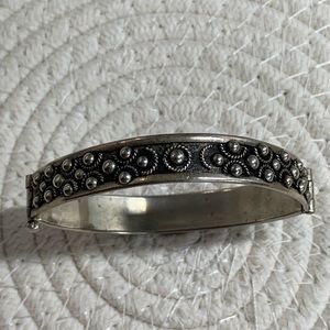 Silver and black cuff bracelet